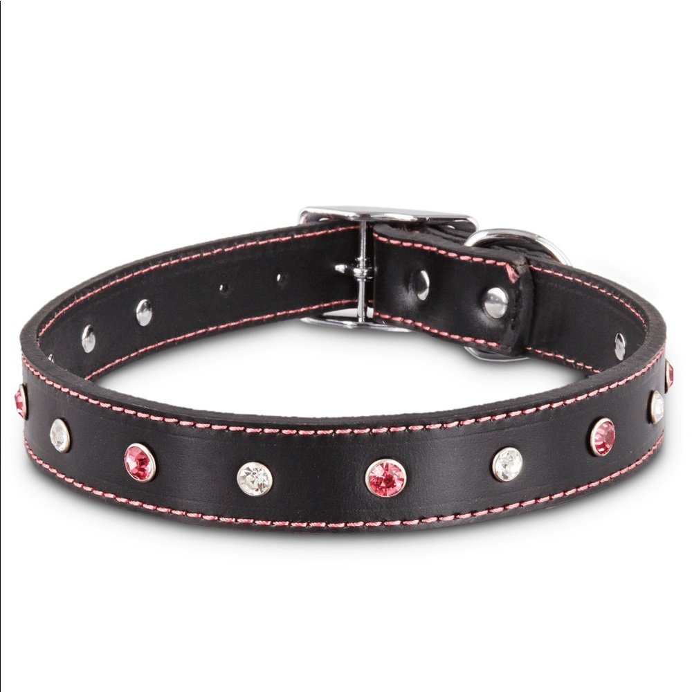 NEW Bond&Co. Pink Jewel Genuine Leather Dog Collar